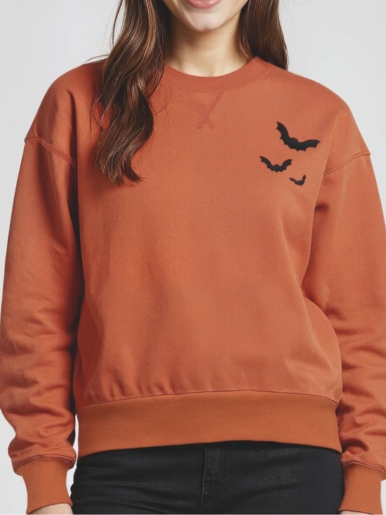 Wildfox Tops - Wildfox  Crewneck Alex Sweatshirt with Black Bat Graphic in Color Autumn Leaf